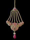 BR463 Deepa multicolor bridal cz necklace set with jhoomar tika ( READY TO SHIP )