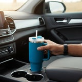 THE CLEAN HYDRATION CO. Insulated Ceramic Coated 40 oz Tumbler with Handle - (Aqua)