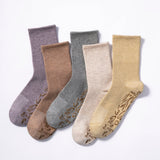 Serene Socks- Adult Organic Cotton Non-Slip Socks- 4 Seasons- Beige- 2 Pairs