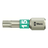 Wera 1/4 Drive Stainless Steel TORX Bit: TX #15 x 25mm