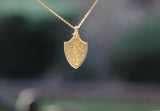14K Gold Miraculous Medal Shield Necklace