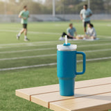 THE CLEAN HYDRATION CO. Insulated Ceramic Coated 40 oz Tumbler with Handle - (Aqua)