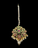 C571 Gold plated jadau choker in navratan ( READY TO SHIP )
