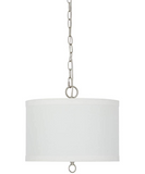 14"W Light Pendant Brushed Nickel Finish with Oatmeal Linen Shade