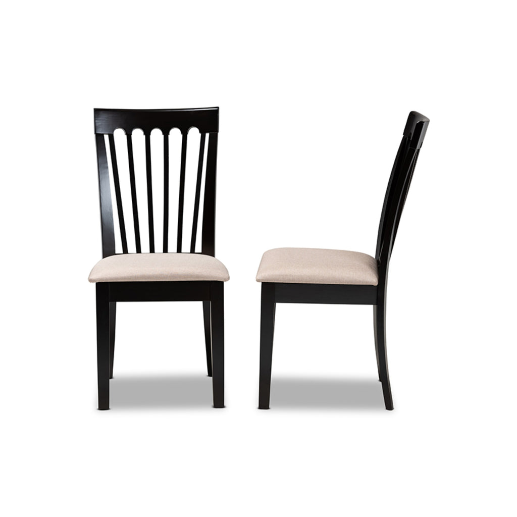 Baxton Studio Minette Modern And Contemporary Sand Fabric Upholstered Espresso Brown Finished 2-Piece Wood Dining Chair Set Set