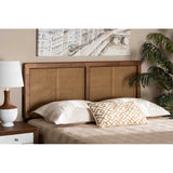 Baxton Studio Gilbert Mid-Century Modern Ash Walnut Finished Wood And Synthetic Rattan Full Size Headboard