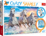 Trefl 600 Piece Crazy Shape Jigsaw Puzzle Horses Gallop Among The Waves, Multicolor