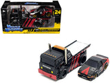 JDM Flatbed Truck #25 Black and Red and 198385 Toyota Trueno Sprinter (AE86) #25 Black and Red Advan Livery Muscle Transport