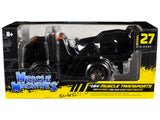 JDM Flatbed Truck Matt Black and 1986 Audi Sport Quattro S1 E2 Matt Black Muscle Transports Series 1/64 Diecast Models by Musc
