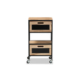Baxton Studio Olinda Modern Industrial Oak Brown Finished Wood And Black Metal 2-Drawer End Table
