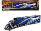 International LoneStar Enclosed Car Transporter Toyo Tires Black with Blue and Gray Stripes Custom Haulers Series 1/64 Dieca