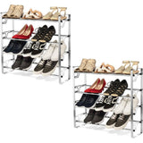 4-Tier Adjustable Expandable Freestanding Shoe Rack with Slide-N-Adjust, Chrome Finish