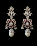 DER809 Lotus Cz earrings -Maroon ( READY TO SHIP )