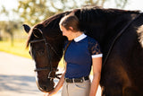Short Sleeve Lace shirt- Navy crystal front