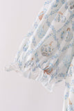 Blue pumpkin ruffle mom dress
