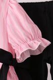 Pink ghost applique stripe pants set