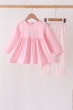 Pink floral bow pants set