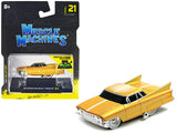 Gene Winfield?? 1961 Cadillac Maybelline Yellow Metallic with White Stripes 1/64 Diecast Model Car by Muscle Machines