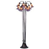 60H Amber/Purple Pond Lily 12 Lt Floor Lamp
