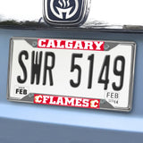 Calgary Flames Chrome Metal License Plate Frame, 6.25In X 12.25In