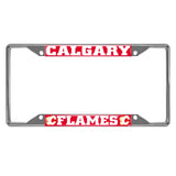 Calgary Flames Chrome Metal License Plate Frame, 6.25In X 12.25In