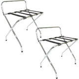 High-Back Luggage Rack, Lightweight Fold-Flat Design, Compact Chrome Finish