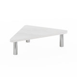 Furinno Turn-N-Tube Corner Monitor Riser Stand, White Oak, Stainless Steel Tubes