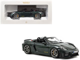 2023 Porsche 718 Spyder RS Weissach Pack Forest Green Metallic with Carbon Hood Stripes 1/18 Diecast Model Car by Norev