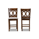 Baxton Studio Lenoir Modern And Contemporary Grey Fabric Upholstered Walnut Brown Finished Wood 2-Piece Counter Height Pub Chair