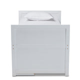 Baxton Studio Mirza Modern And Contemporary White Finished Wood 5-Drawer Twin Size Storage Bed With Pull-Out Desk