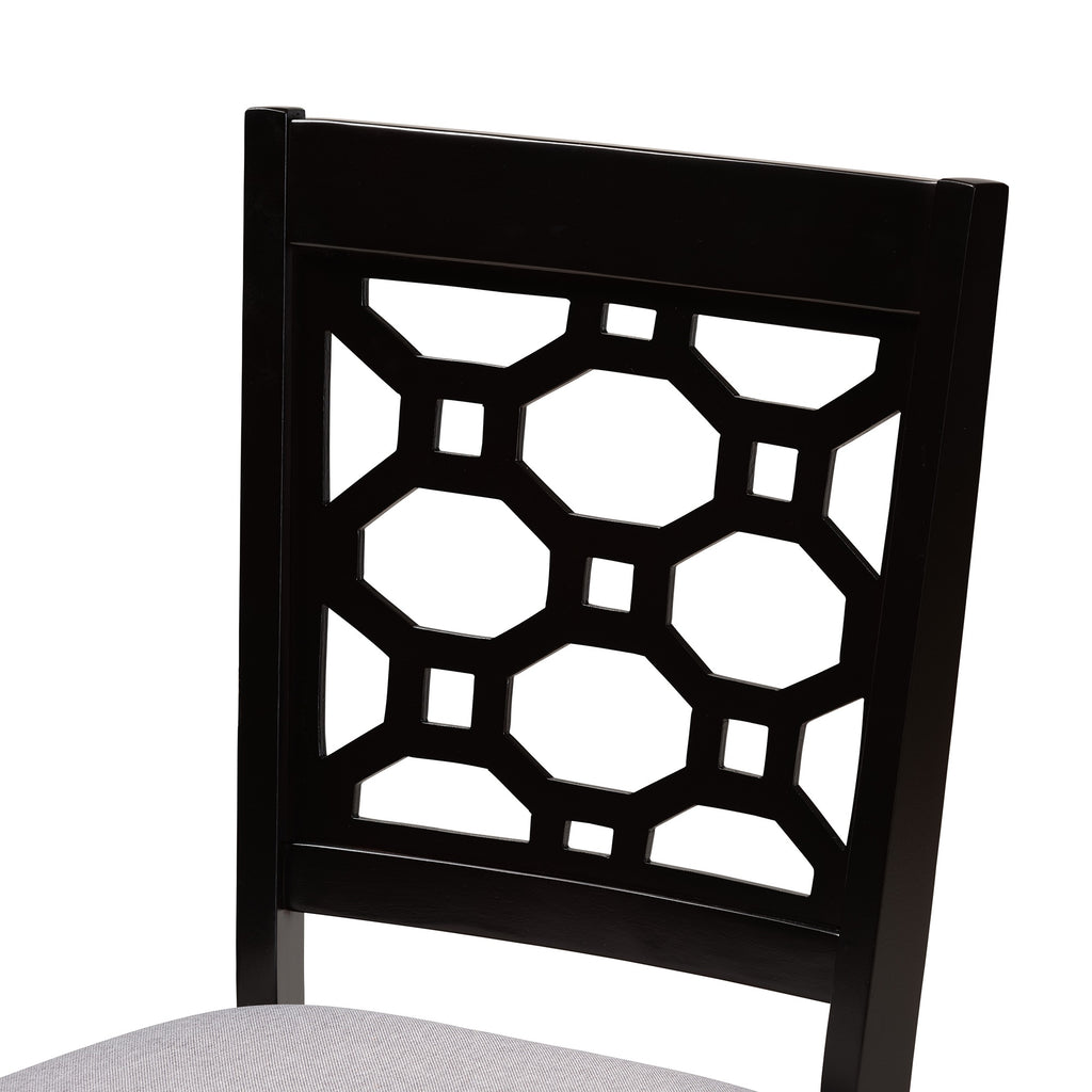 Baxton Studio Peter Modern And Contemporary Grey Fabric Upholstered And Dark Brown Finished Wood 4-Piece Dining Chair Set