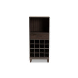 Baxton Studio Trenton Modern And Contemporary Dark Brown Finished Wood 1-Drawer Wine Storage Cabinet