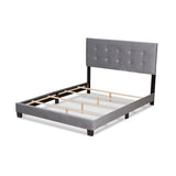 Baxton Studio Caprice Modern And Contemporary Glam Grey Velvet Fabric Upholstered Queen Size Panel Bed