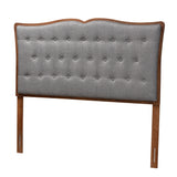 Baxton Studio Georgia Classic And Traditional Grey Fabric And Walnut Brown Finished Wood Queen Size Headboard