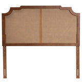 Baxton Studio Fortuna Classic And Traditional Ash Walnut Finished Wood Queen Size Headboard With Rattan