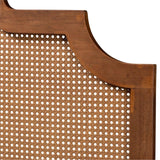 Baxton Studio Fortuna Classic And Traditional Ash Walnut Finished Wood Queen Size Headboard With Rattan