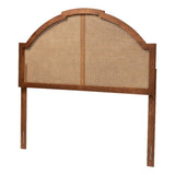 Baxton Studio Madeline Classic And Traditional Ash Walnut Finished Wood King Size Headboard With Rattan