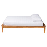 Baxton Studio Efren Mid-Century Modern Honey Oak Finished Wood Queen Size Bed Frame
