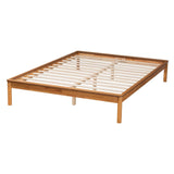 Baxton Studio Efren Mid-Century Modern Honey Oak Finished Wood King Size Bed Frame