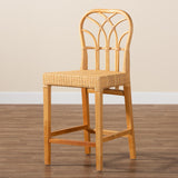 Bali & Pari Monaco Modern Bohemian Natural Rattan And Mahogany Wood Counter Stool