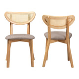 Baxton Studio Dannell Mid-Century Modern Grey Fabric And Natural Oak Finished Wood Dining Chair