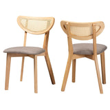 Baxton Studio Dannell Mid-Century Modern Grey Fabric And Natural Oak Finished Wood Dining Chair