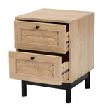 Baxton Studio Cherelle Mid-Century Modern Light Brown And Black 2-Drawer End Table