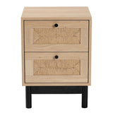 Baxton Studio Cherelle Mid-Century Modern Light Brown And Black 2-Drawer End Table