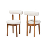 Baxton Studio Edric Modern Japandi Cream Boucle Fabric And Walnut Brown Finished Wood 2-Piece Dining Chair Set