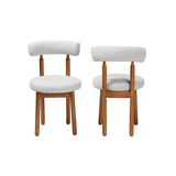 Baxton Studio Edric Modern Japandi Light Grey Boucle Fabric And Walnut Brown Finished Wood 2-Piece Dining Chair Set