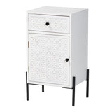 Baxton Studio Nefeli Mid-Century Transitional White Finished Wood And Black Metal 1-Drawer Storage Cabinet