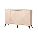 Baxton Studio Draper Mid-Century Modern Two-Tone Light Brown And Black Wood 4-Door Sideboard Buffet