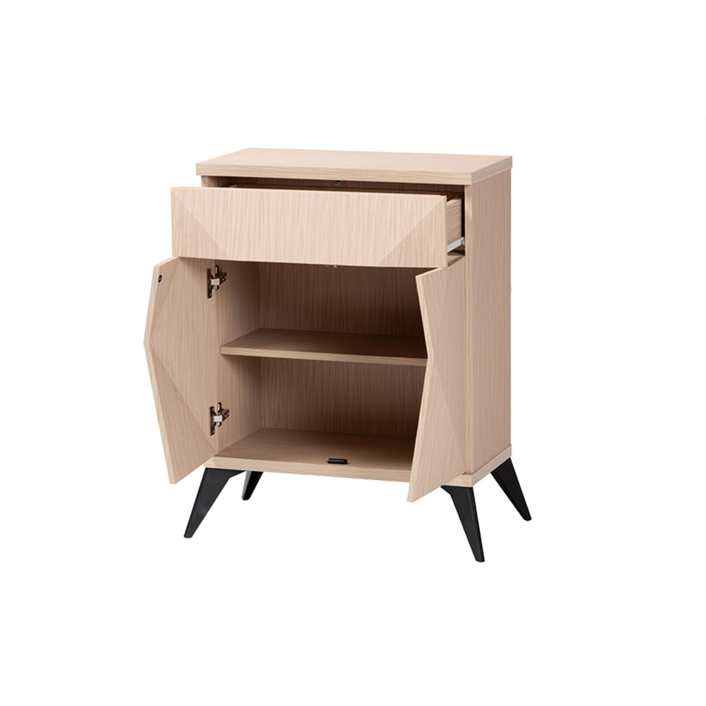 Baxton Studio Draper Mid-Century Modern Two-Tone Light Brown And Black Wood 2-Door Sideboard Buffet