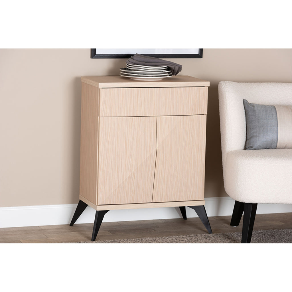 Baxton Studio Draper Mid-Century Modern Two-Tone Light Brown And Black Wood 2-Door Sideboard Buffet
